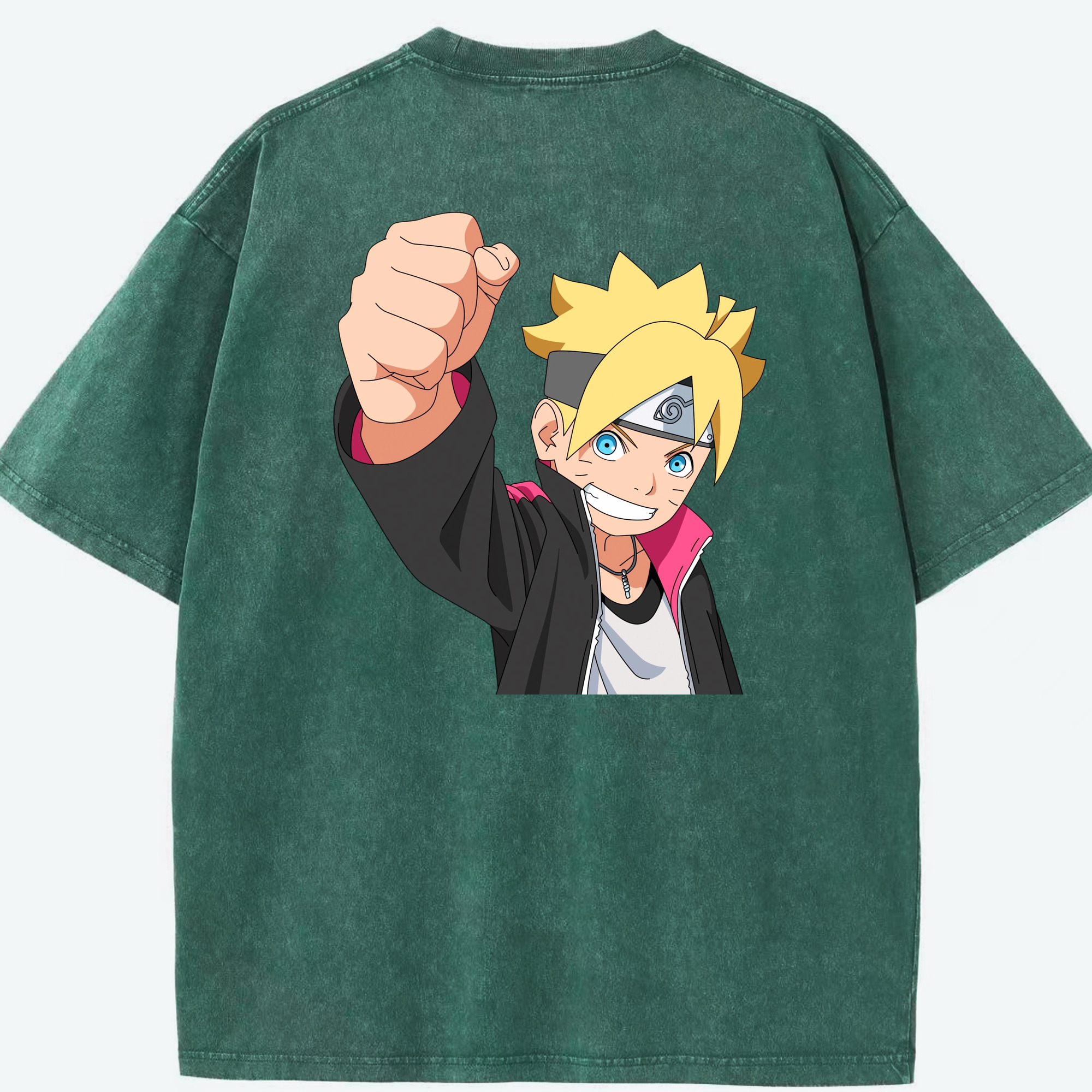 （画像用） NARUTO -ナルト- うずまき ボルト Uzumaki Boruto 綿100% ヴィンテージ風 半袖Tシャツ（背面プリント）